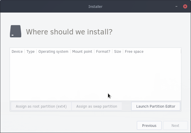 Partitioning Start