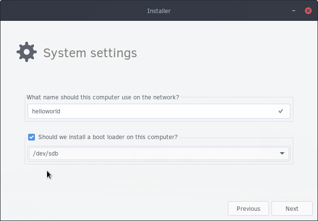 Set computer name and bootloader