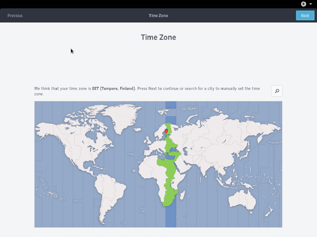 Timezone selection