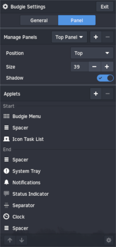 Budgie Settings - Panel