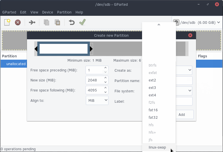 GParted Partition Swap